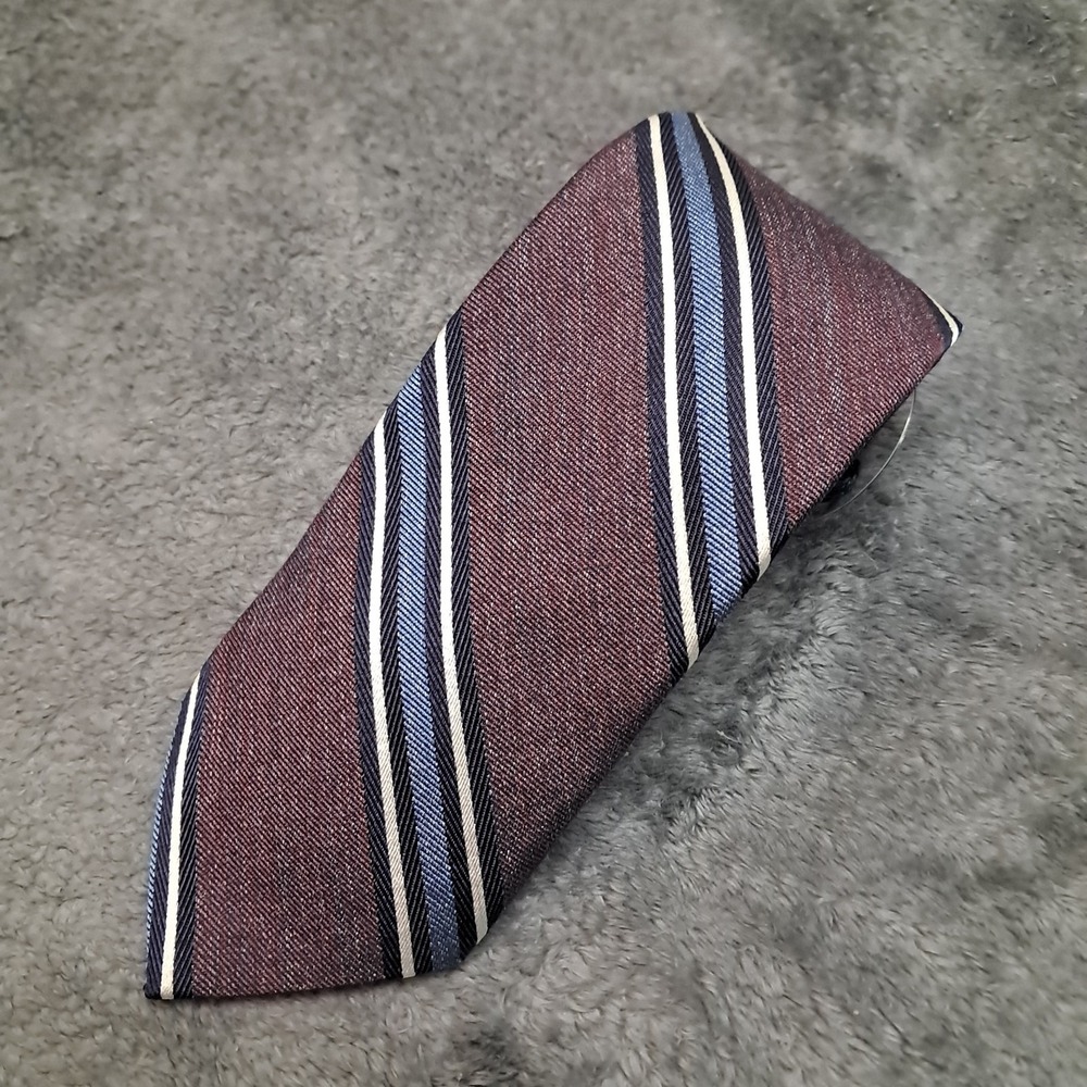 NWT Breuer Silk Tie Handmade In Italy 58"x 3.25" Purple w/Blue Stripes Business